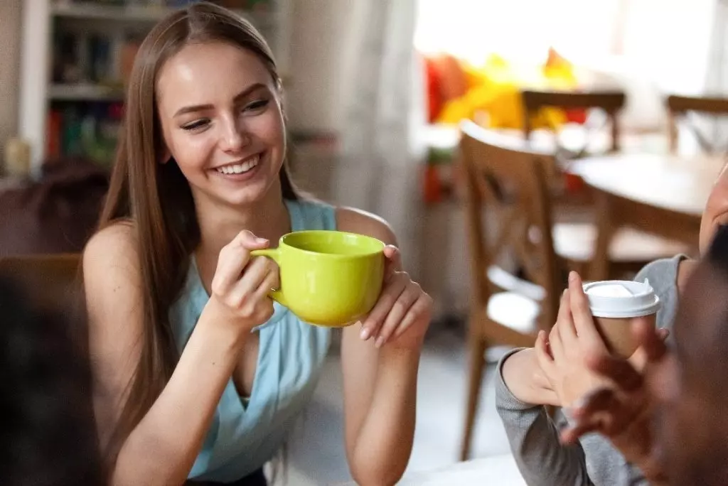 woman enjoying green tea