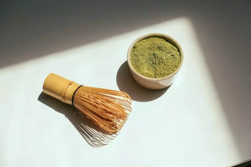 Matcha green tea in powder form
